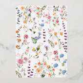 野カラフル花草木園の花結婚の数 箔招待状 (裏面)