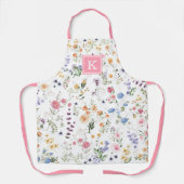 野カラフル花草模様モノグラムエプロン エプロン (正面)
