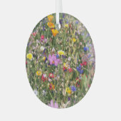 野カラフル花草野鮮やか柄。 ガラスオーナメント (正面左)