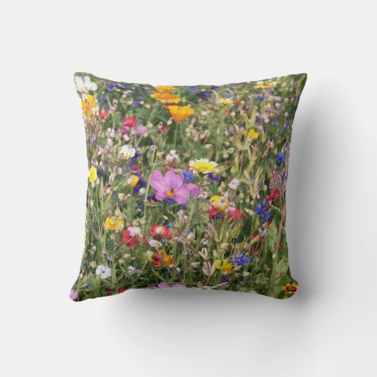 野カラフル花草野鮮やか柄。 クッション (裏面)
