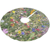 野カラフル花草野鮮やか柄。 ブラッシュドポリエステルツリースカート (アングル)