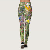 野カラフル花草野鮮やか柄。 レギンス (裏面)