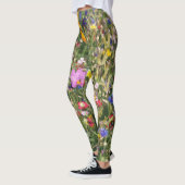 野カラフル花草野鮮やか柄。 レギンス (左)