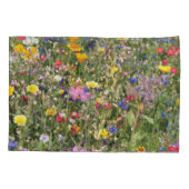 野カラフル花草野鮮やか柄。 枕カバー (裏面)