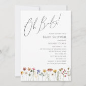 野カラフル花赤ちゃんシャワーああベビー!フォト 招待状 (正面)