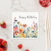 野カラフル花鮮やか誕生日 スタンダードカクテルナプキン (インサイチュ)