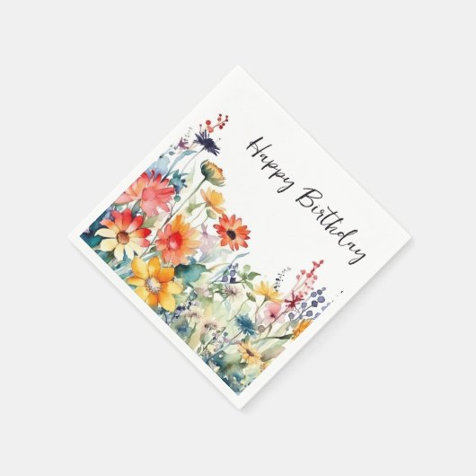 野カラフル花鮮やか誕生日 スタンダードカクテルナプキン (角)