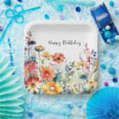 野カラフル花鮮やか誕生日 ペーパープレート (パーティー)