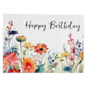 野カラフル花鮮やか誕生日 ラージペーパーバッグ (裏面)