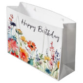 野カラフル花鮮やか誕生日 ラージペーパーバッグ (裏面アングル)