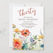 野カラフル花鮮やか30歳の誕生日 招待状 (正面)