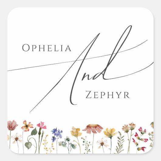 野カラフル花 |の結婚封筒用シール スクエアシール (正面)