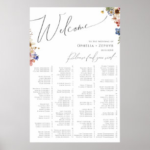 野カラフル花  アルファベット順の座席表 ポスター