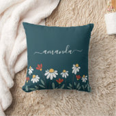 野カラフル花 クッション (ブランケット)
