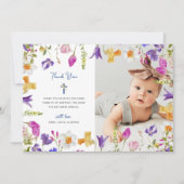 野カラフル花 | フローラフレーム洗礼写真 サンキューカード (正面)