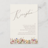 野カラフル花 |ベージュウェディングレセプションカード エンクロージャーカード (正面)