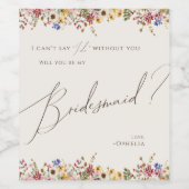 野カラフル花 |ベージュブリーズメイドワインラベル ワインラベル (シングルラベル)