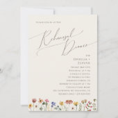 野カラフル花 |ベージュリハーサルディナー 招待状 (正面)