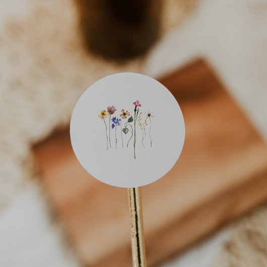 野カラフル花 |ベージュ封筒用シール ラウンドシール