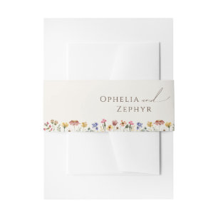 野カラフル花  ベージュ招待状用帯 招待状ベリーバンド