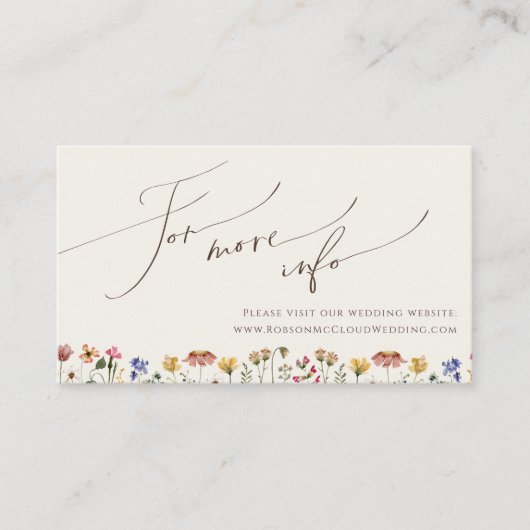 野カラフル花 |ベージュ結婚のウェブサイト エンクロージャーカード (正面)