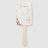 野カラフル花 |ベージュ結婚式 プログラムハンドF ハンドファン (正面)