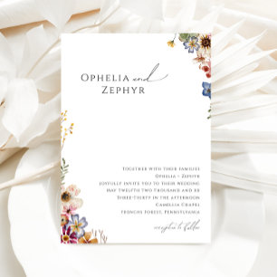野カラフル花  庭園の結婚式 招待状