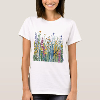 野カラフル花、植物学、フローラアクティブT- Tシャツ