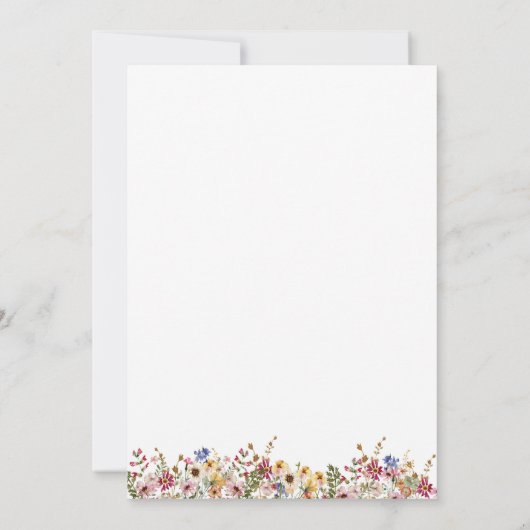 野カラフル花 |牧草地ブライダルシャワー 招待状 (裏面)