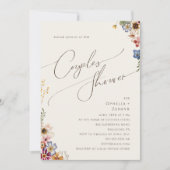 野カラフル花 | Beige Gardenカップルのシャワー 招待状 (正面)