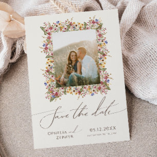 野カラフル花 Beige Meadowフォトフレーム セーブザデート