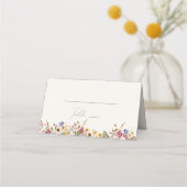 野カラフル花 | Beige Meadow折り畳み プレイスカード (正面)