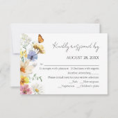 野カラフル花 | BohoウェディングRSVPカード 出欠カード (正面)