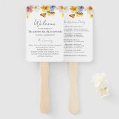 野カラフル花 Bohoセレモニーのプログラムのサイン ハンドファン (正面&裏面)