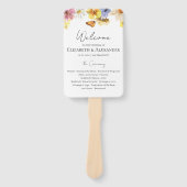 野カラフル花 Bohoセレモニーのプログラムのサイン ハンドファン (正面)