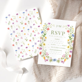 野カラフル草フローラ素朴結婚な 出欠カード