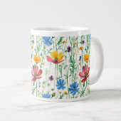 野カラフル草及び青草 ジャンボコーヒーマグカップ (正面右)