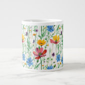 野カラフル草及び青草 ジャンボコーヒーマグカップ (正面)