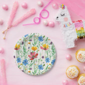 野カラフル草及び青草 ペーパープレート (パーティー)