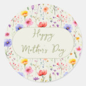 野カラフル草花まつり母の日 ラウンドシール (正面)