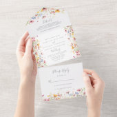 野カラフル草花結婚の オールインワン招待状 (貼ってはがせる)