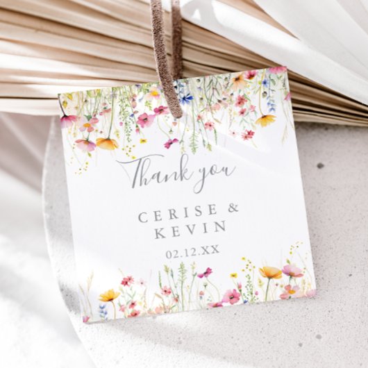 野カラフル草花結婚の フェイバータグ