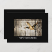 野ガモを飛ばす素朴な納屋の木製の西欧諸国 招待状 (正面/裏面)