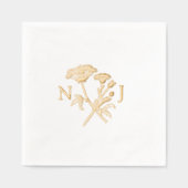野シンプル花草花モノグラ結婚ム 箔ナプキン (正面)