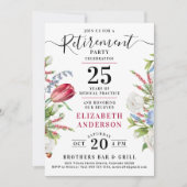 野スタイリッシュエレガント花リタイアパーティー 招待状 (正面)