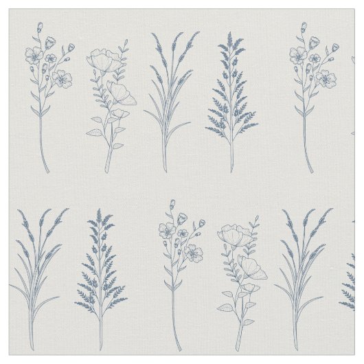野スタイリッシュ草植物模様 ファブリック (クローズアップ)