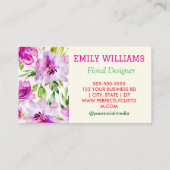 野パーソナライズされた花エレガントフローラ 名刺 (裏面)