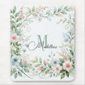 野パーソナライズされた花マウスパッド | イニシャル マウスパッド (正面)