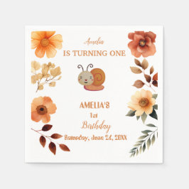 野パーソナライズされた花飾り1歳 スタンダードカクテルナプキン