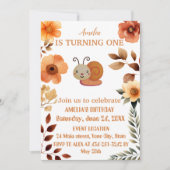 野パーソナライズされた花飾り1歳 招待状 (正面)